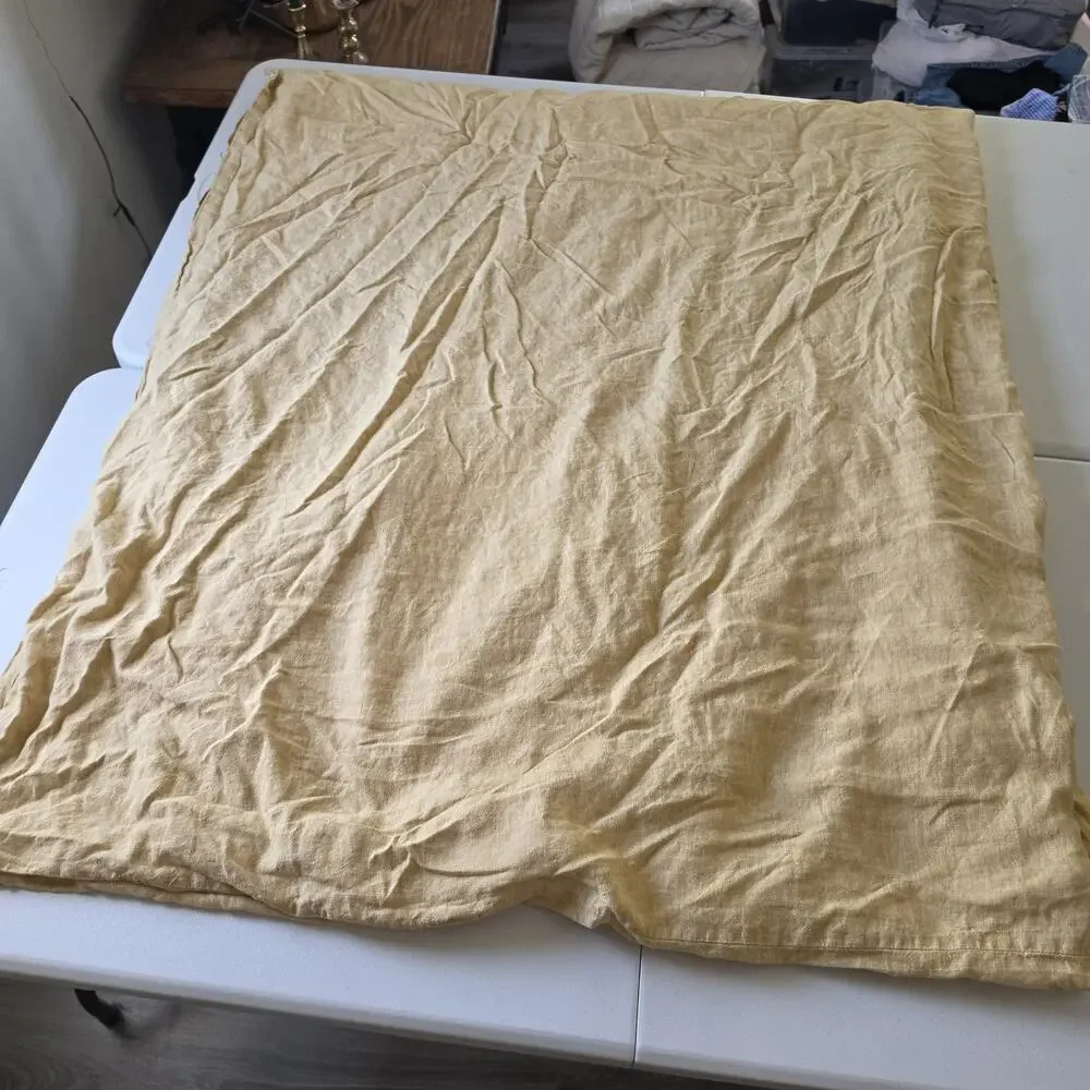 West Elm 100% Linen Duvet Cover KING 92x108 Oat Straw Mustard Yellow Bedding